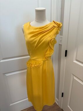ANTONIO MELANI Yellow One-Shoulder Ruffle Dress